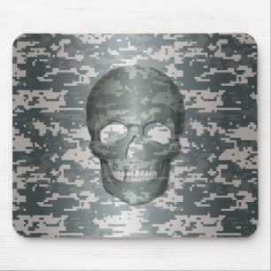 3D Digital Camo Skull Mouse Pad
