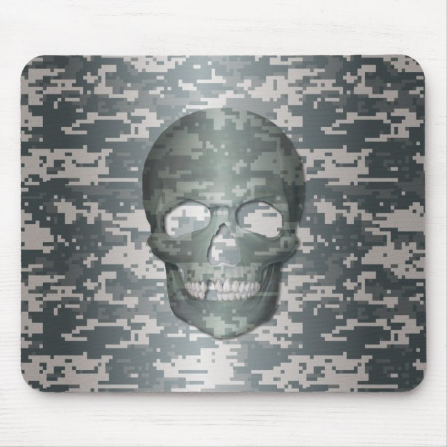 3D Digital Camo Skull Mouse Pad (Front)