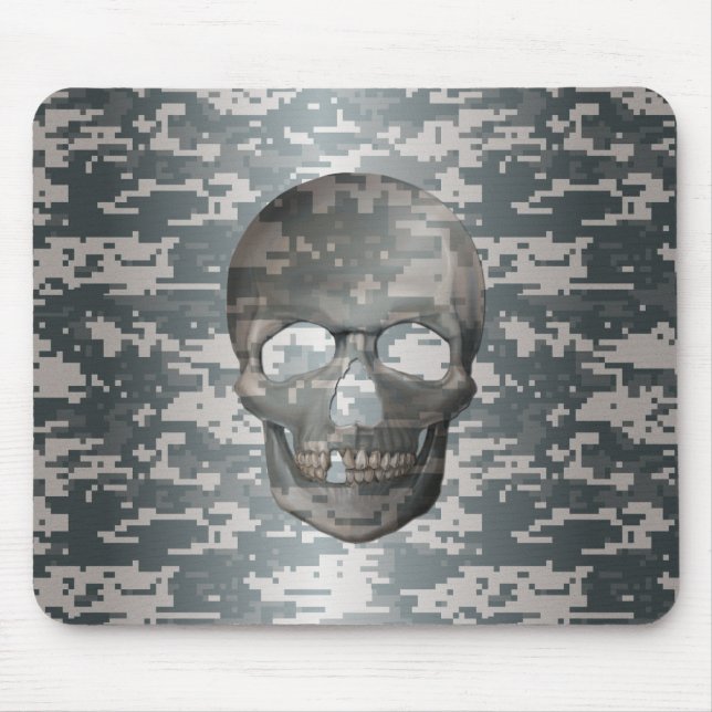 3D Digital Camo Skull Mouse Pad (Front)
