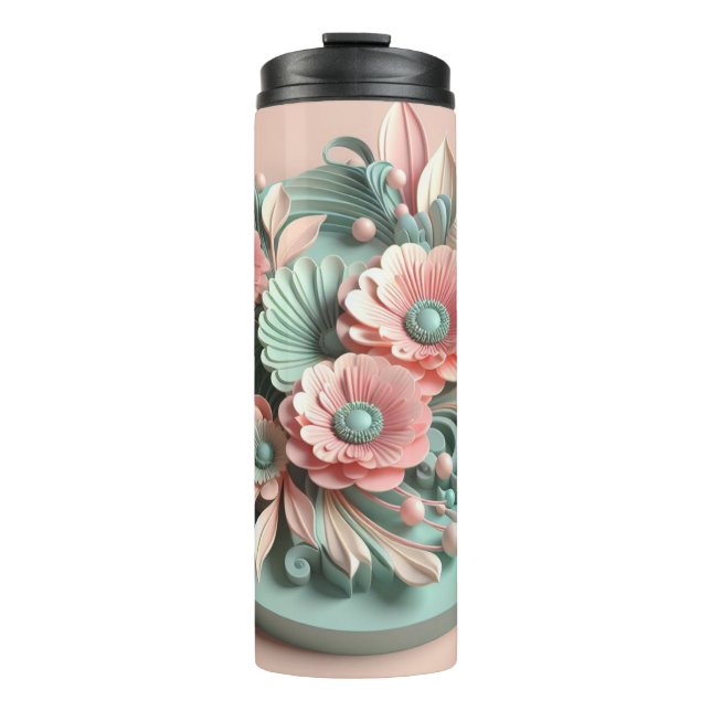 3D Digital Print of Elegant Modern Botanical bloom Thermal Tumbler (Front)