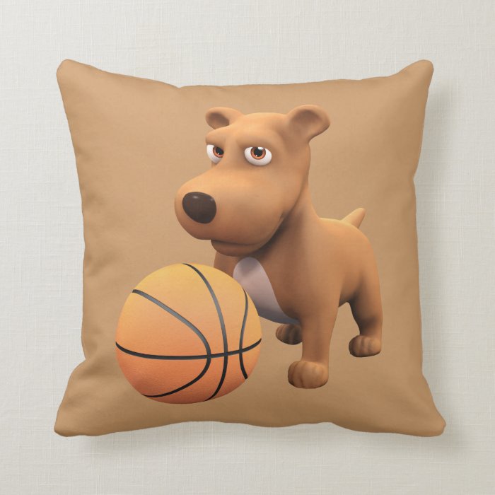 3d Dog Basketball Player (editable) Throw Pillow