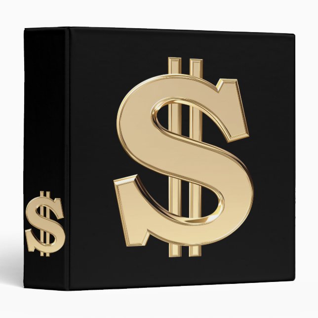 3D dollar sign 3 Ring Binder (Front/Spine)