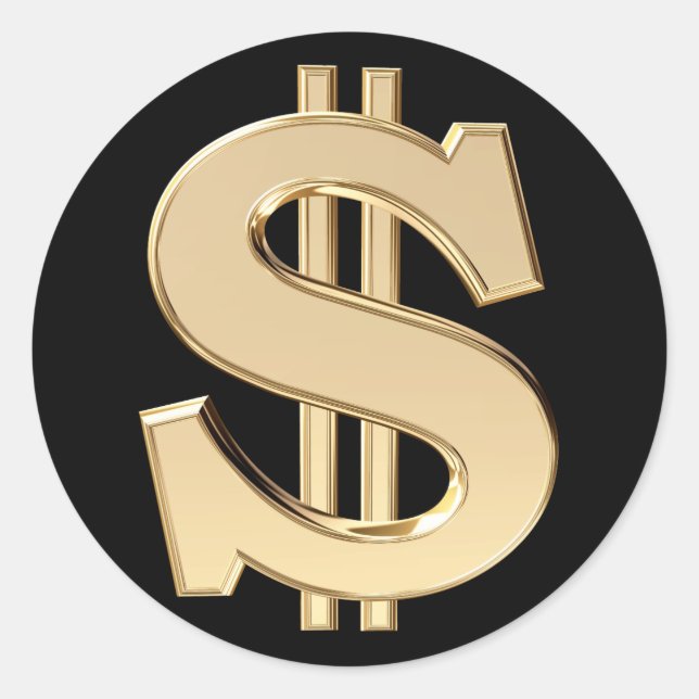 3D dollar sign Classic Round Sticker (Front)