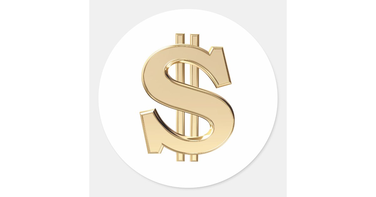 3D dollar sign Classic Round Sticker | Zazzle