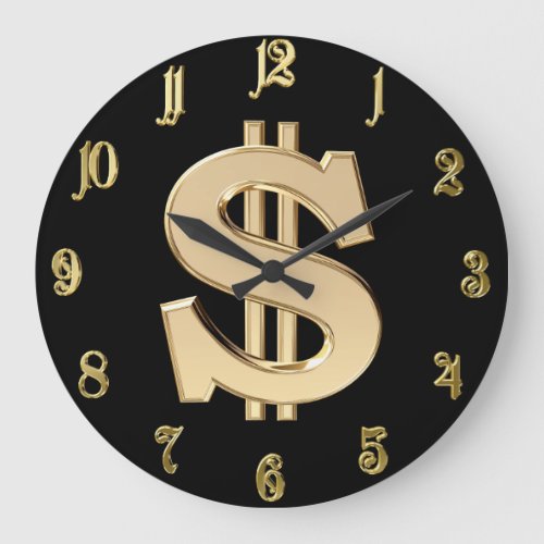 3D dollar sign Large Clock