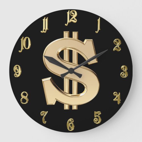 3D dollar sign Large Clock