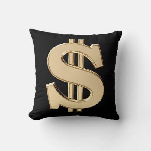 3D dollar sign Throw Pillow