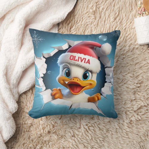 3D Duck Christmas Throw Pillow