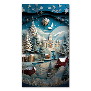 3D Effect Abstract Christmas Background Business Card Magnet