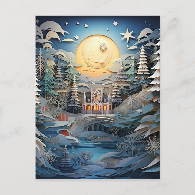 3D Effect Abstract Christmas Background Holiday Postcard (Front)