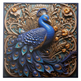 3D effect Blue Peacock, Baroque Ceramic Tile
