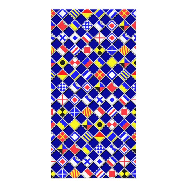 3D Effect Checkered Nautical Flag tiles Decor Card (Front)