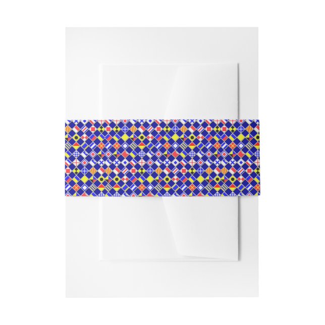 3D Effect Checkered Nautical Flag tiles Decor Invitation Belly Band (Front Example)