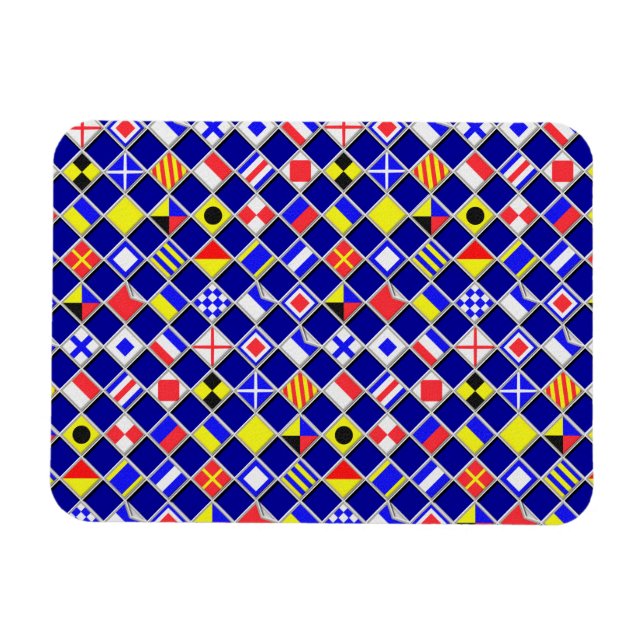 3D Effect Checkered Nautical Flag tiles Decor Magnet (Horizontal)
