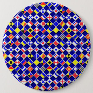 3D Effect Checkered Nautical Flag tiles Decor Pinback Button