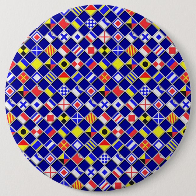 3D Effect Checkered Nautical Flag tiles Decor Pinback Button (Front)