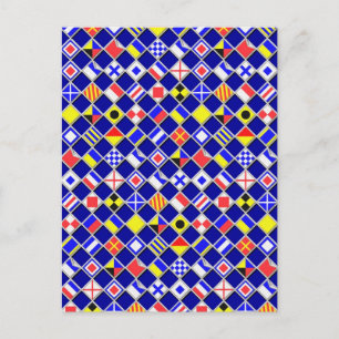 3D Effect Checkered Nautical Flag tiles Decor Postcard