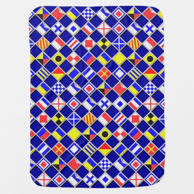 3D Effect Checkered Nautical Flag tiles Decor Stroller Blanket (Front)