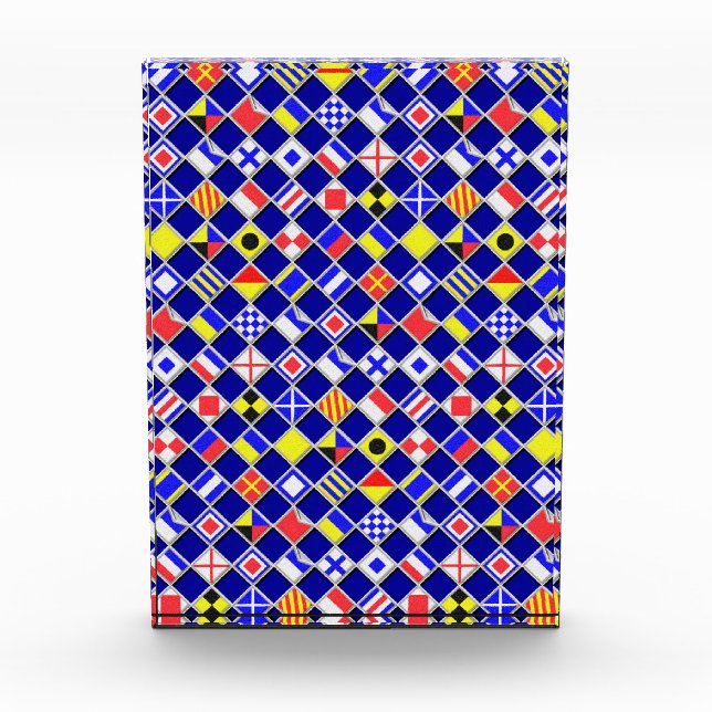 3D Effect Checkered Nautical Flag tiles Motif Acrylic Award (Front)
