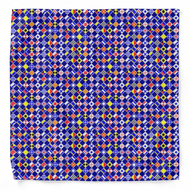3D Effect Checkered Nautical Flag tiles Motif Bandana (Front)