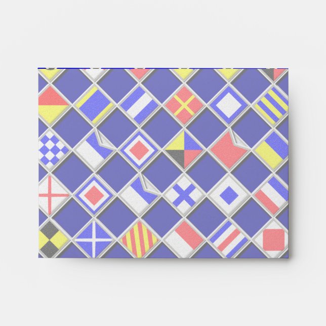 3D Effect Checkered Nautical Flag tiles Motif Envelope (Front)