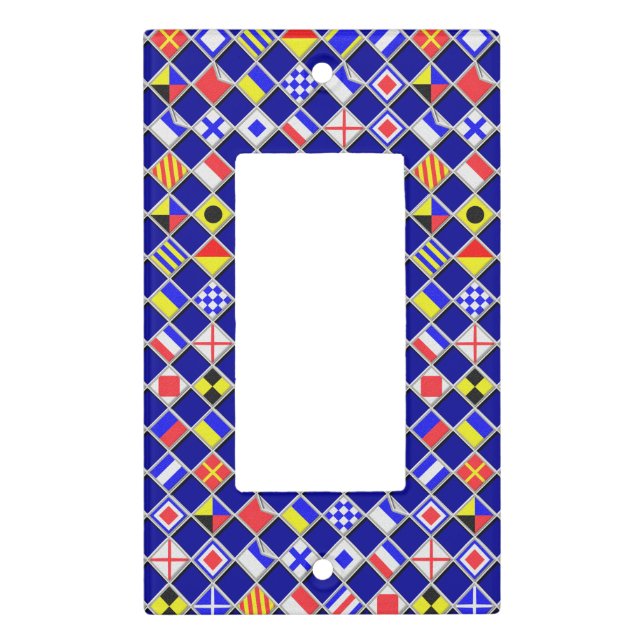3D Effect Checkered Nautical Flag tiles Motif Light Switch Cover (Front)