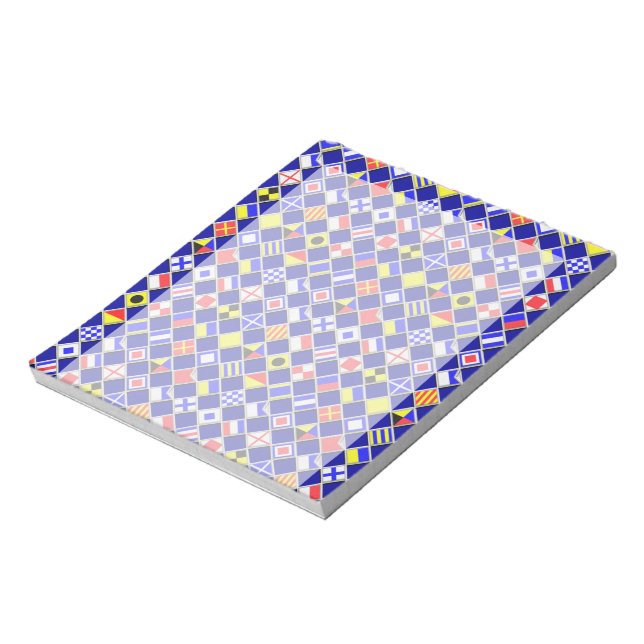 3D Effect Checkered Nautical Flag tiles Motif Notepad (Rotated)