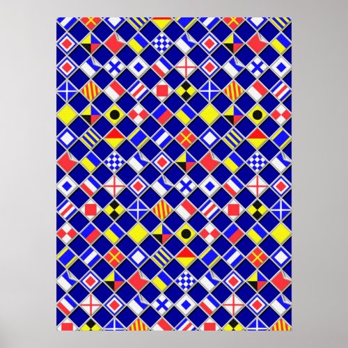 3D Effect Checkered Nautical Flag tiles Motif Poster