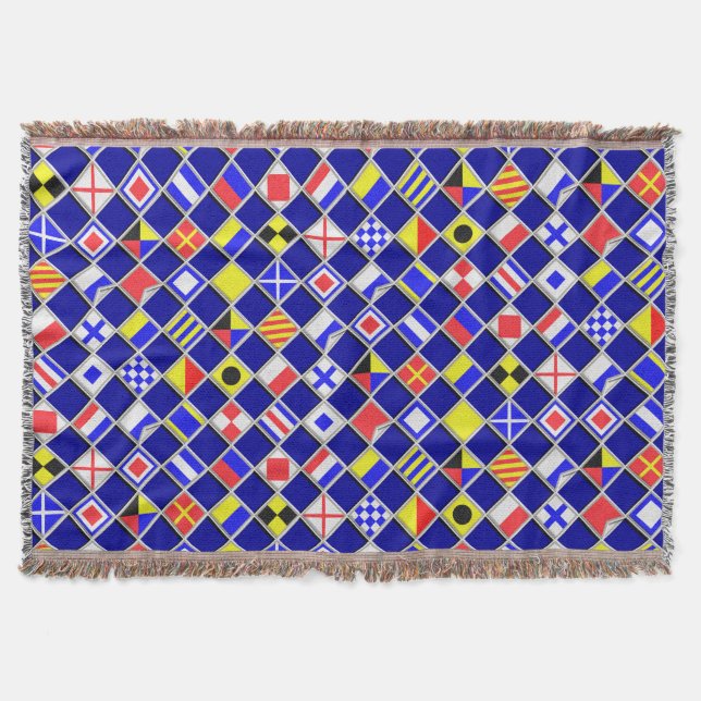 3D Effect Checkered Nautical Flag tiles Motif Throw Blanket (Front)