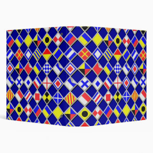 3D Effect Checkered Nautical Flag tiles Pattern 3 Ring Binder