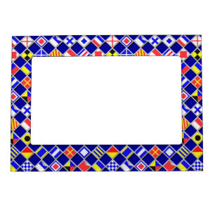 3D Effect Checkered Nautical Flag tiles Pattern Magnetic Photo Frame