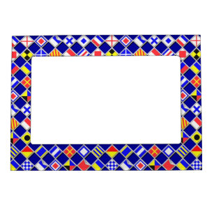 3D Effect Checkered Nautical Flag tiles Pattern Magnetic Photo Frame