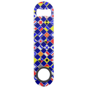 3D Effect Checkered Nautical Flag tiles Pattern Speed Bottle Opener