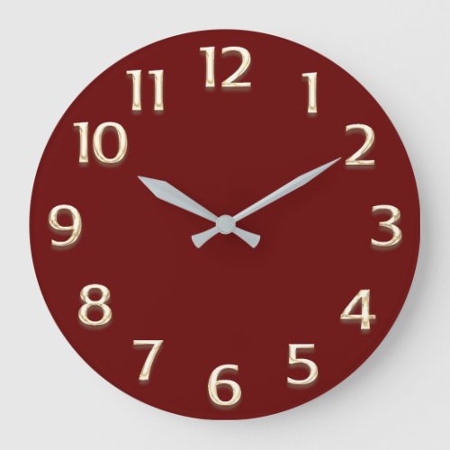 3D  Effect Gold Champagne Minimalism Burgundy Large Clock