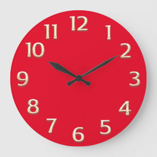 3D  Effect Gold Champagne Minimalism Modern Red Large Clock