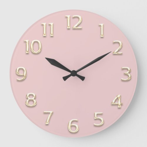 3D  Effect Gold Pink Rose Minimalism Large Clock