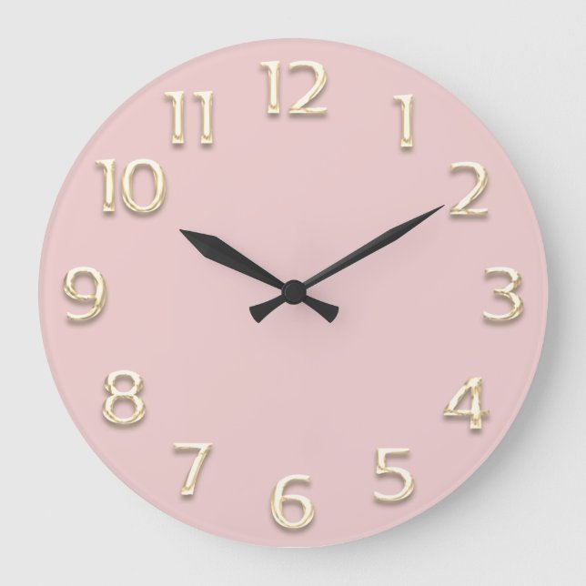 3D  Effect Gold Pink Rose Minimalism Large Clock (Front)