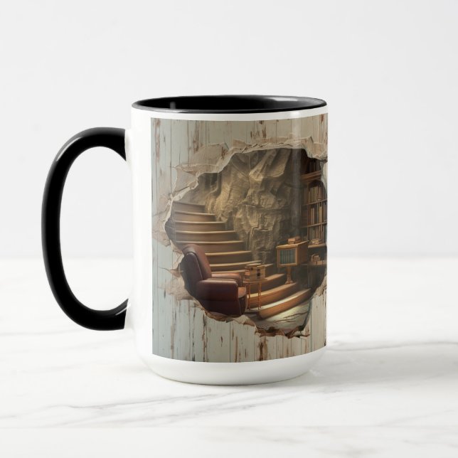 3D Effect Hidden Bookshelf Mug (Left)