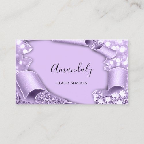 3D Effect Makeup Event Planner Purple Glitter Business Card