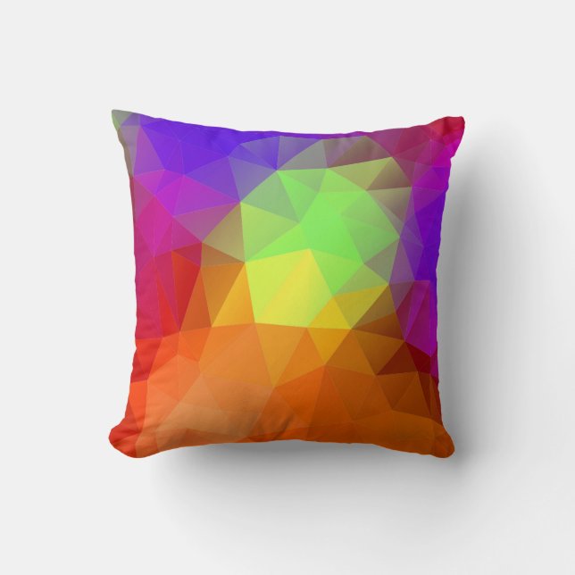 3D Effect Rainbow Geometric Triangles Throw Pillow (Front)