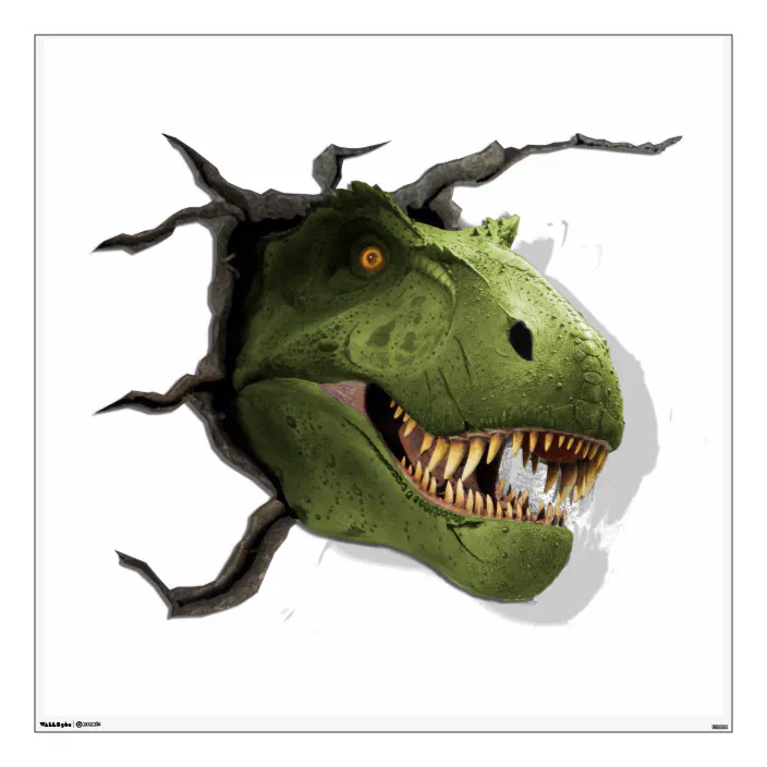 T Rex 3D Effect Smashed Wall Sticker jurassic style art tyrannosaurus no2 