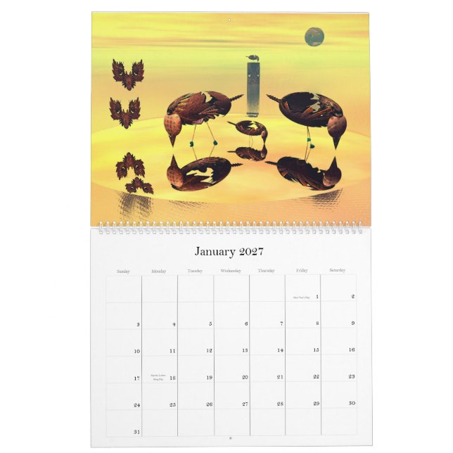 3D effects fractals Calendar (Jan 2027)