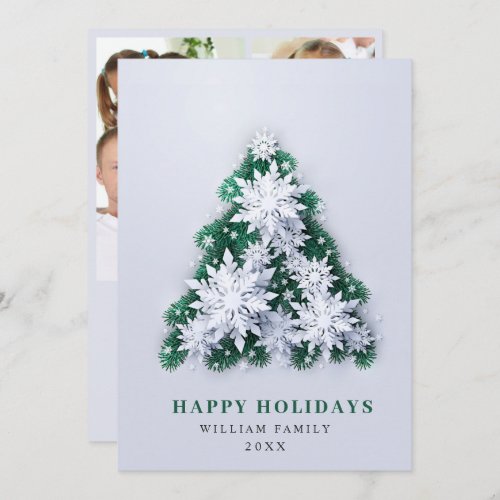 3D Elegant Snowflakes Christmas Greeting 3 PHOTO Holiday Card
