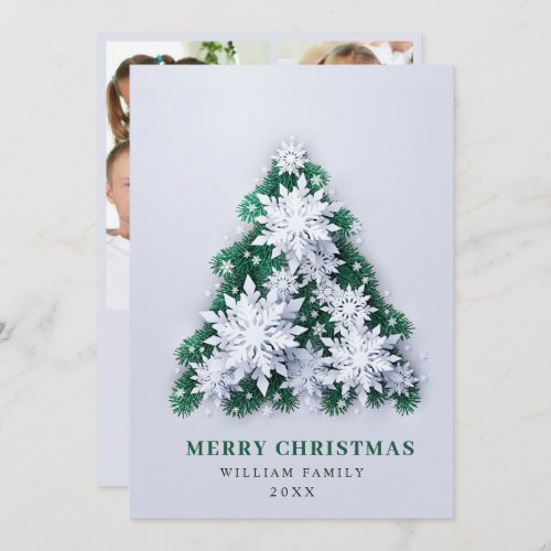 3D Elegant Snowflakes Christmas Greeting 3 PHOTO Holiday Card