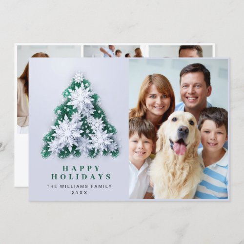 3D Elegant Snowflakes Christmas Greeting 4 PHOTO Holiday Card