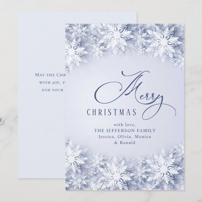 3D Elegant Snowflakes Christmas Greeting Holiday Card (Front/Back)
