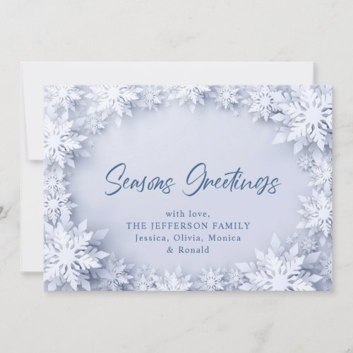 3D Elegant Snowflakes Christmas Greeting Holiday Card