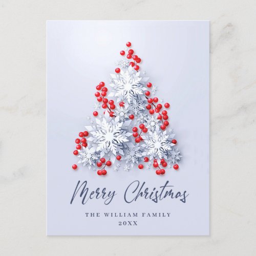 3D Elegant Snowflakes Christmas Greeting Holiday Postcard