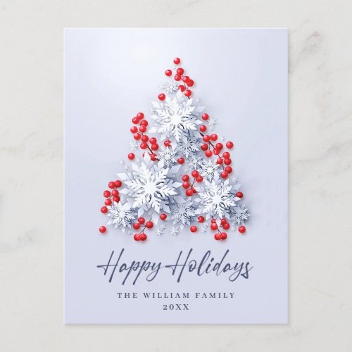 3D Elegant Snowflakes Christmas Greeting Holiday Postcard