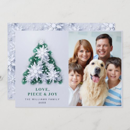 3D Elegant Snowflakes Christmas Greeting PHOTO Holiday Card